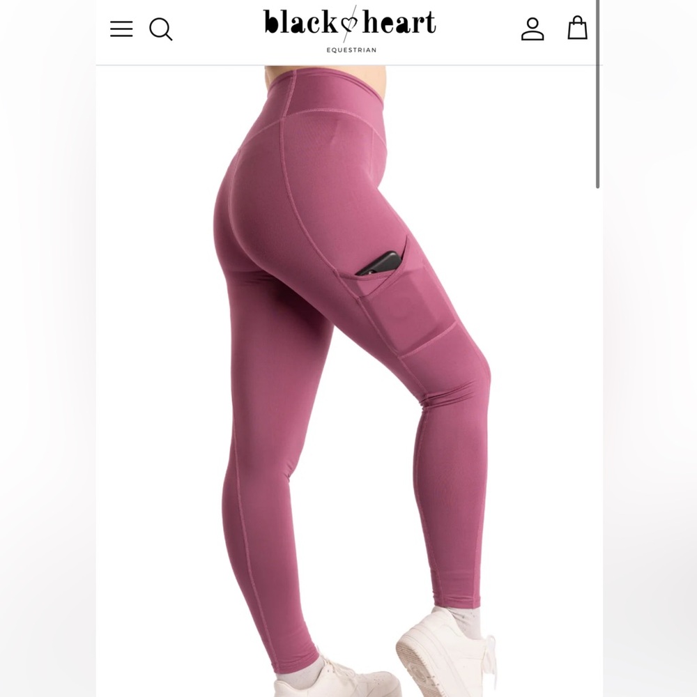 Black heart Equestrian Dusty Rose Riding Leggings with Pocket